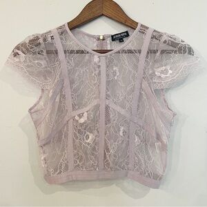 Fashion Nova Lavender Lace Sheer Top Size M